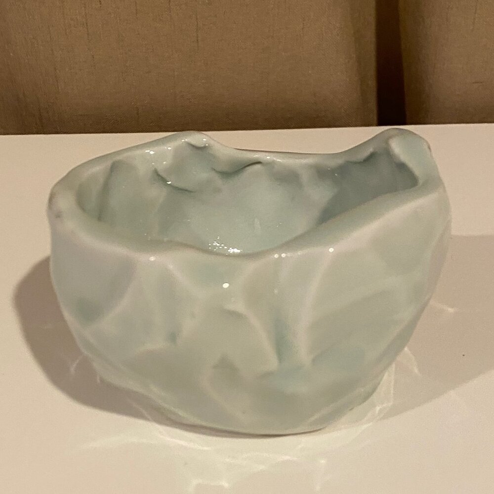 Studio‎ Pottery Crinkle Turquoise Glazed Bowl - Trinket Dish, Candle Holder